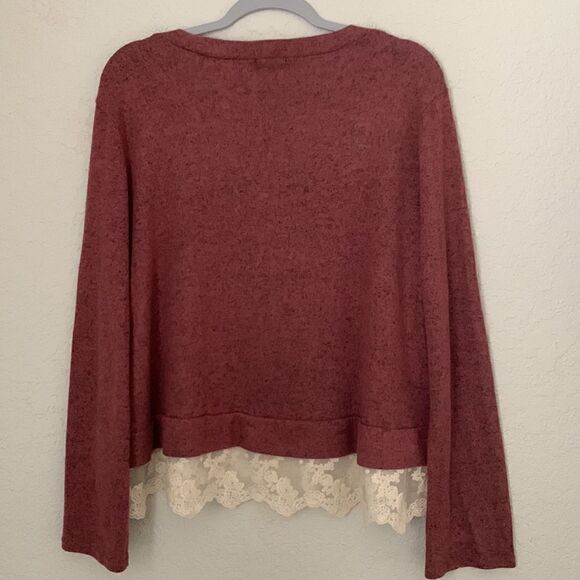 Storybuk Plum Blossom Lace Peasant Ruffle Tunic  Size L - Picture 2 of 7